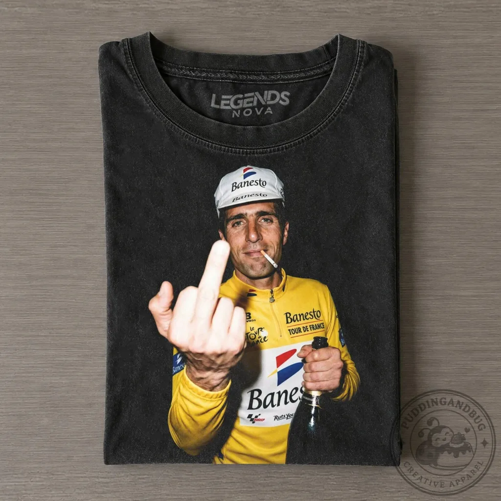 Tour de France Champion T-Shirt featuring Miguel Indurain, the Legend of Cycling Tour de France Champion T-Shirt featuring Miguel Indurain, the Legend of Cycling