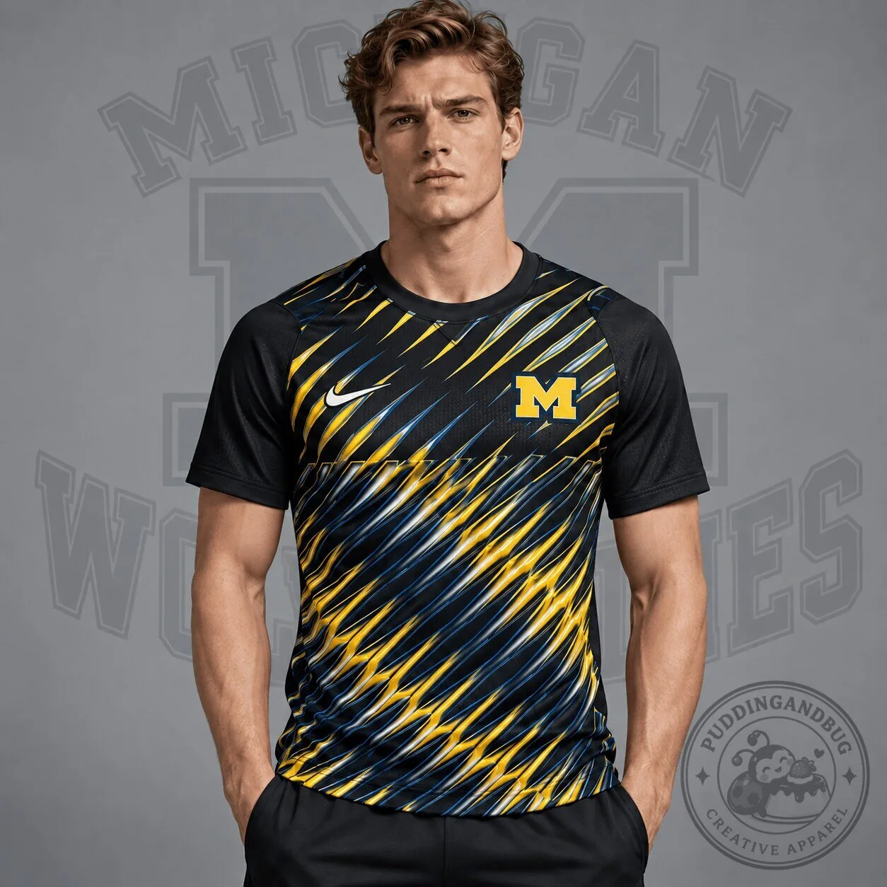Michigan Wolverines NCAA Velocity Slash Performance Crewneck T-Shirt