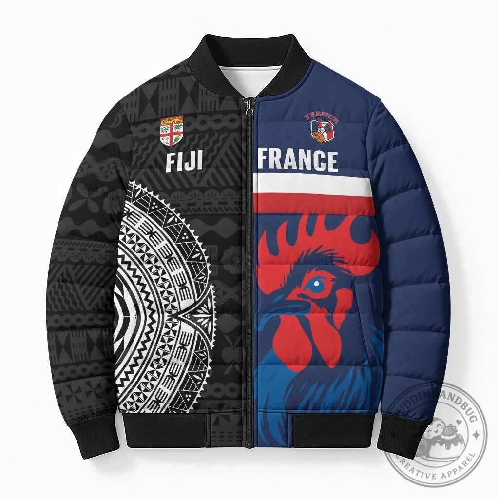Fiji and France Rugby Bomber Jacket Flying Fijian Les Bleus Together