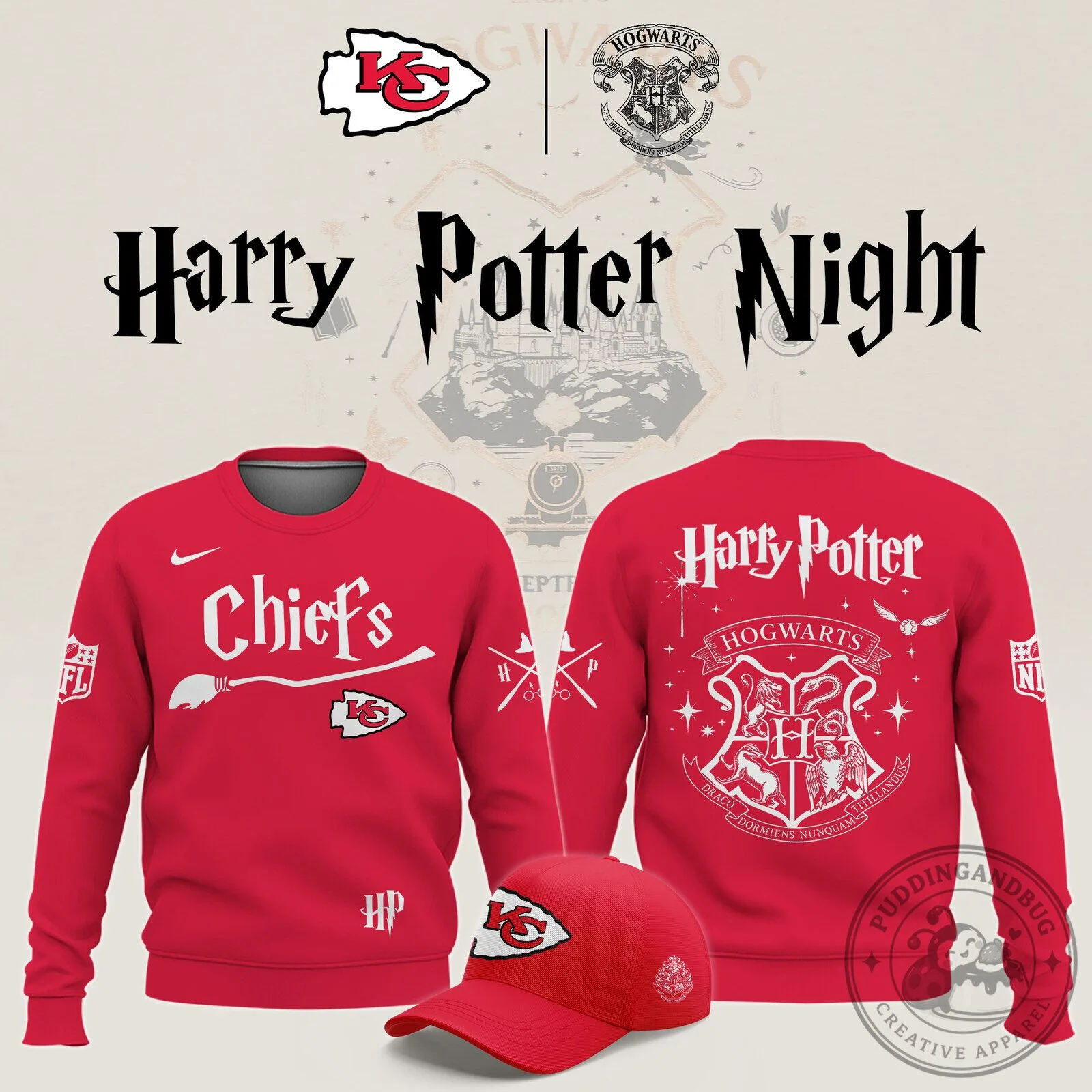 Kansas City Chiefs Harry Potter Night Hogwarts Crest Red Sweatshirt