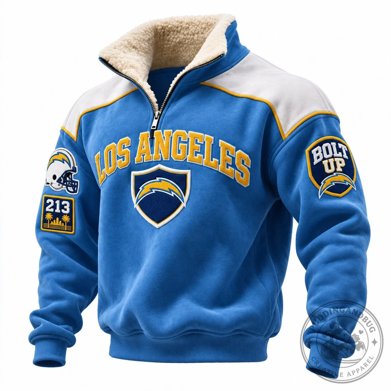 Los Angeles Chargers Quarter-Zip Fleece Sweatshirt with Sherpa Collar