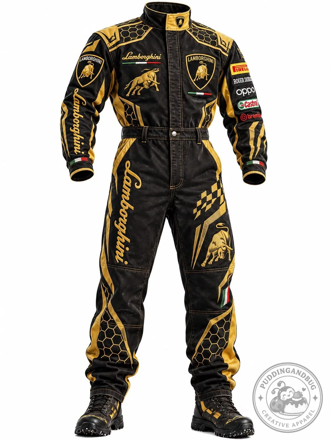 Lamborghini Black and Gold Racing Driver Jumpsuit 1 Lamborghini Black and Gold Racing Driver Jumpsuit