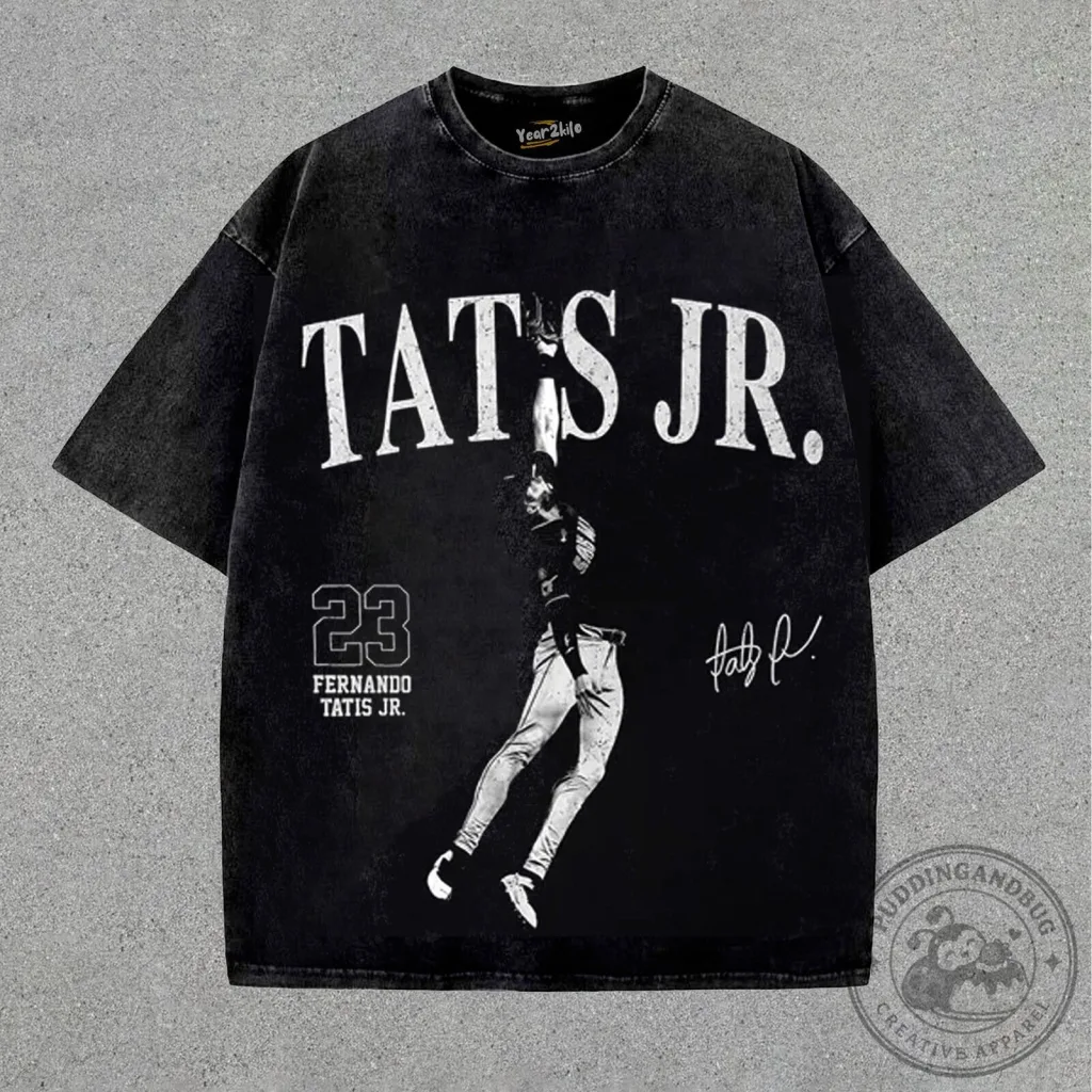 Fernando Tatis Jr. Baseball Player Graphic Print Washed Black T-Shirt Fernando Tatis Jr. Baseball Player Graphic Print Washed Black T-Shirt