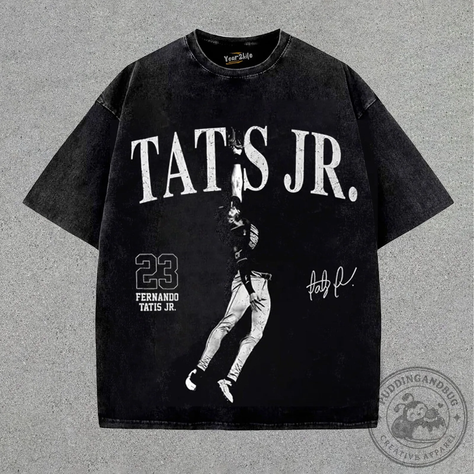 Fernando Tatis Jr. Baseball Player Graphic Print Washed Black T-Shirt