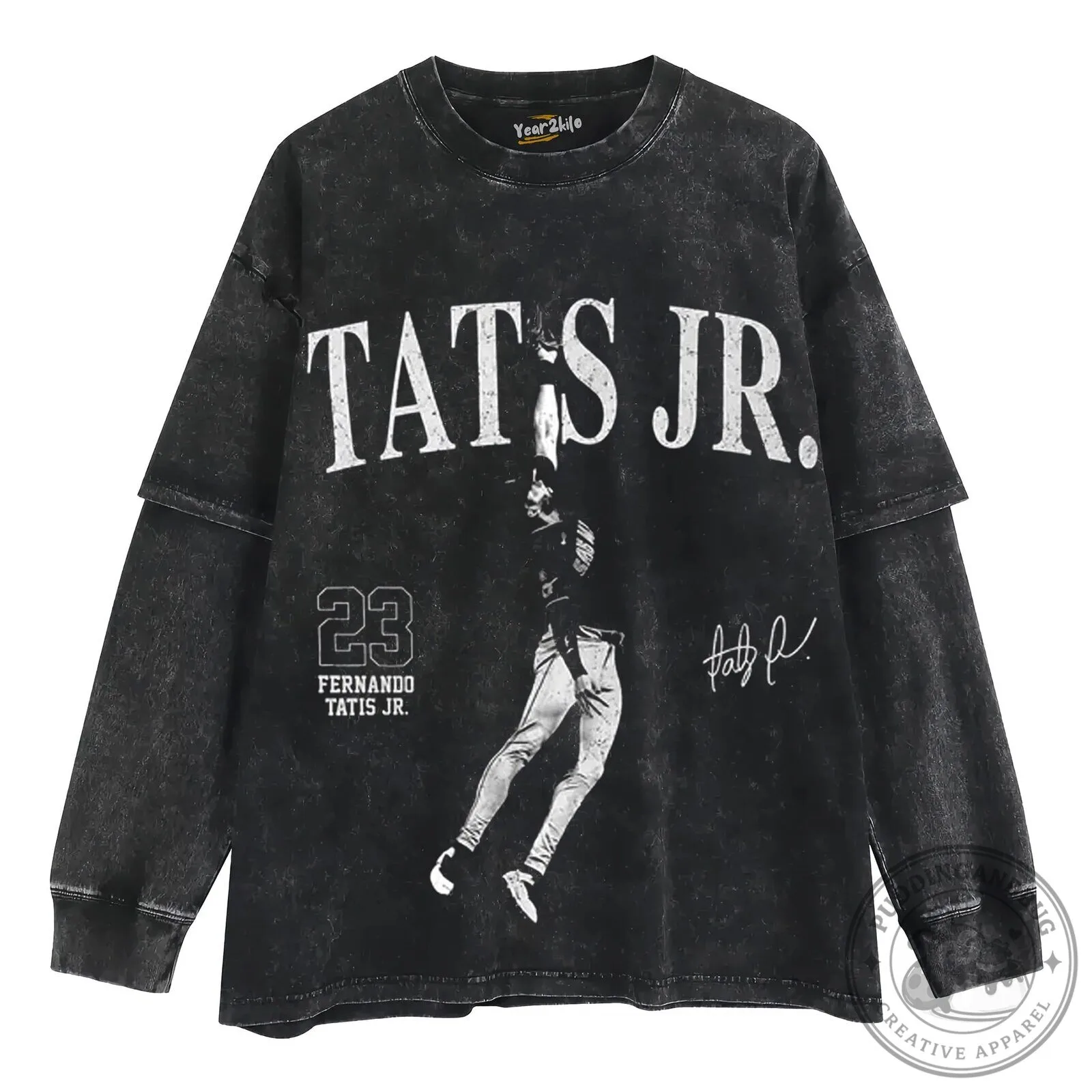Fernando Tatis Jr. Baseball Player Graphic Print Washed Black T-Shirt 16 Fernando Tatis Jr. Baseball Player Graphic Print Washed Black T-Shirt
