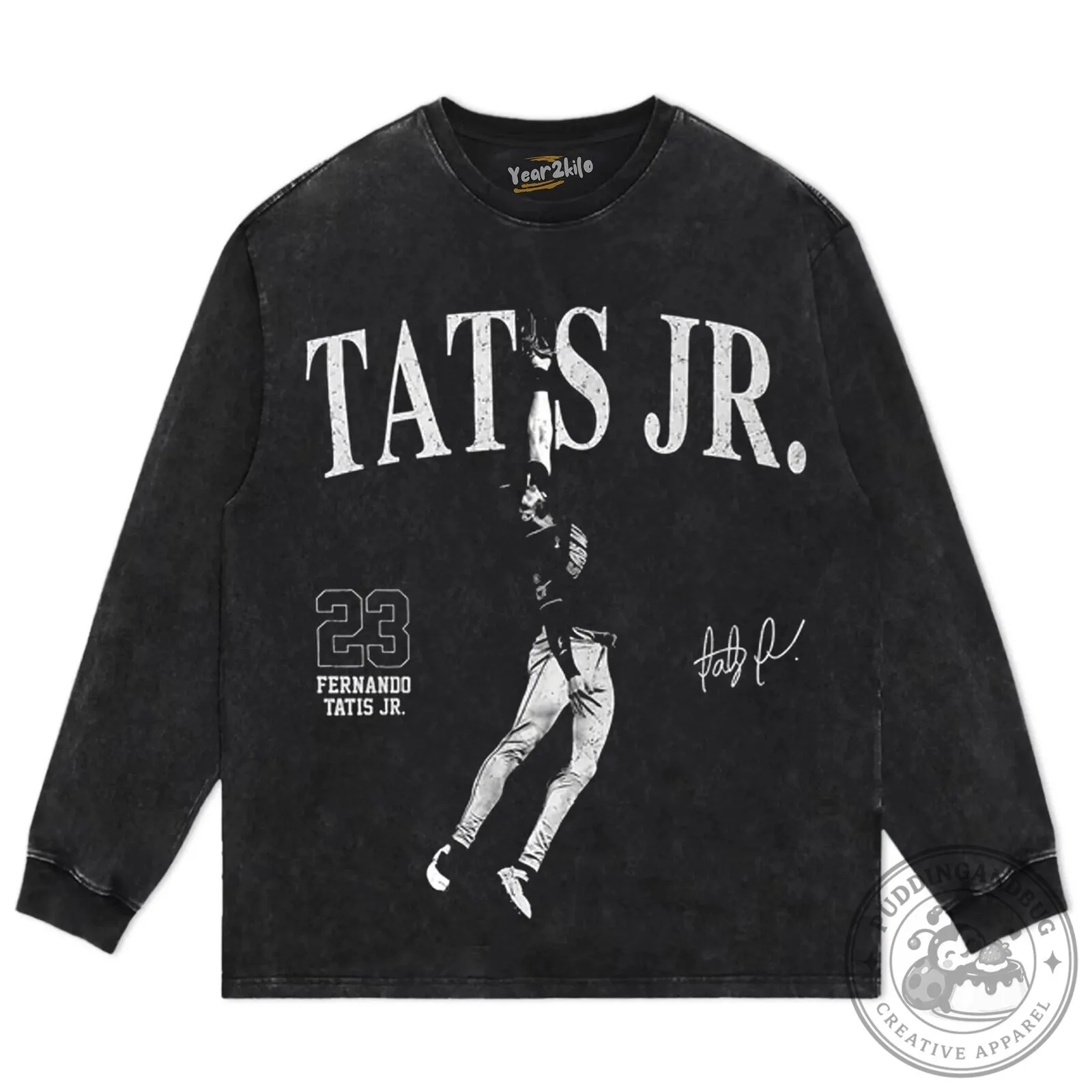 Fernando Tatis Jr. Baseball Player Graphic Print Washed Black T-Shirt 18 Fernando Tatis Jr. Baseball Player Graphic Print Washed Black T-Shirt
