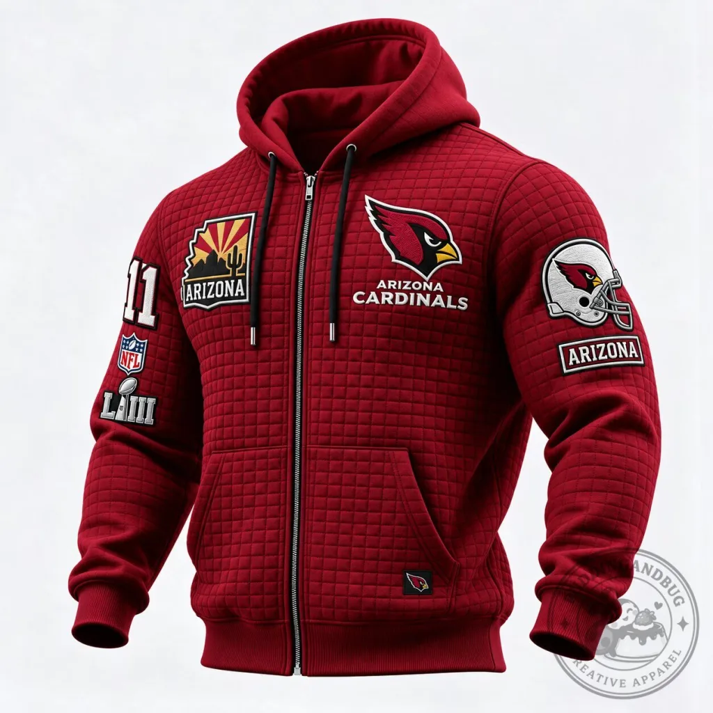 Arizona Cardinals Super Bowl LVIII NFL Football Team Quilted Hoodie Arizona Cardinals Super Bowl LVIII NFL Football Team Quilted Hoodie