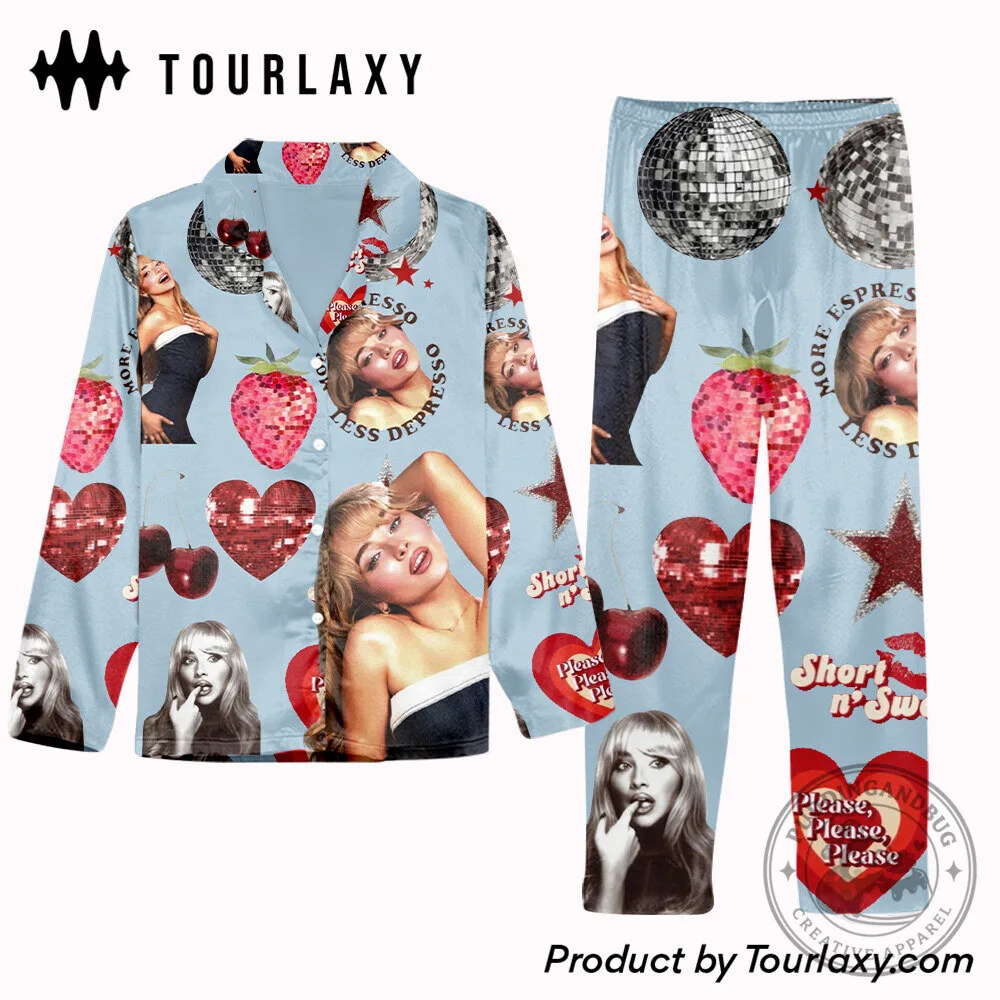 Sabrina Carpenter Short N Sweet Album Long Sleeve Pajamas Set