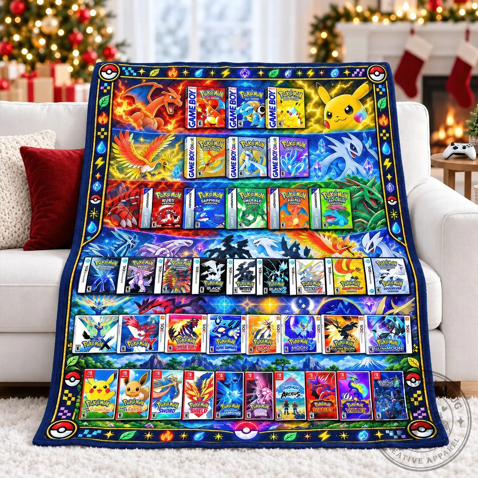 Pokemon Video Game Cartridge Collection Display Soft Fleece Blanket 7 Pokemon Video Game Cartridge Collection Display Soft Fleece Blanket