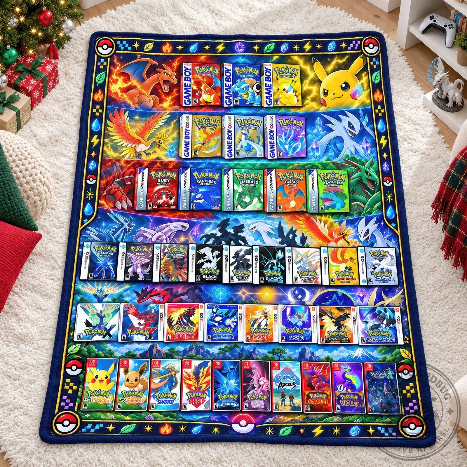 Pokemon Video Game Cartridge Collection Display Soft Fleece Blanket 8 Pokemon Video Game Cartridge Collection Display Soft Fleece Blanket