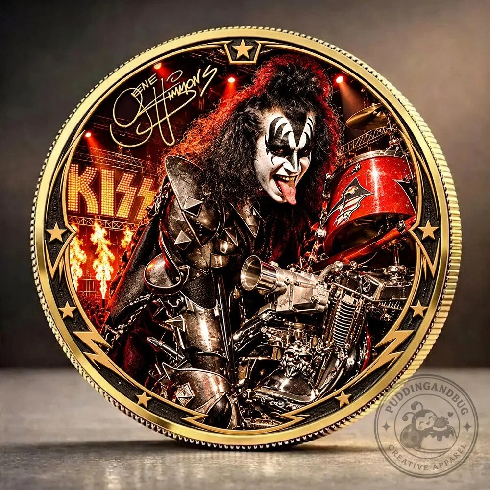 KISS Gene Simmons The Demon Rock Band Gold Plated Commemorative Collector's Coin