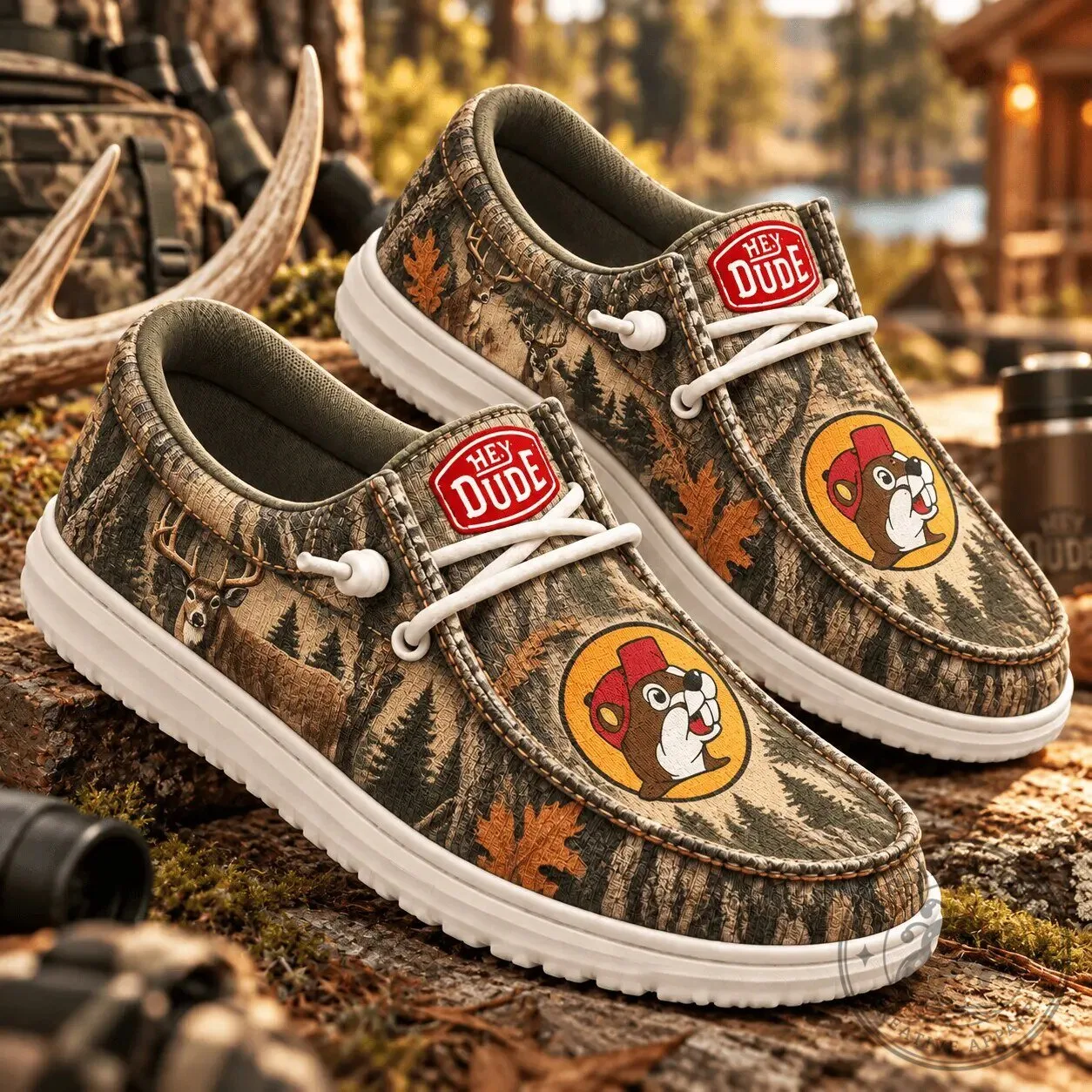 Buc-ee's Woodland Camouflage Hey Dude Style Loafer Shoes for Men and Women