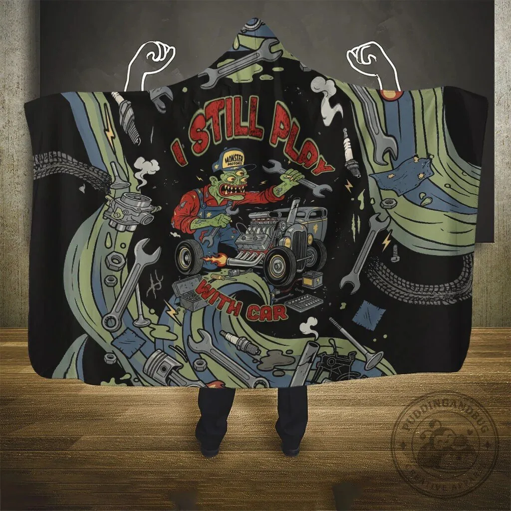Monster Motors Zombie Mechanic Hot Rod Car Repair Tools Hooded Blanket 10 Monster Motors Zombie Mechanic Hot Rod Car Repair Tools Hooded Blanket