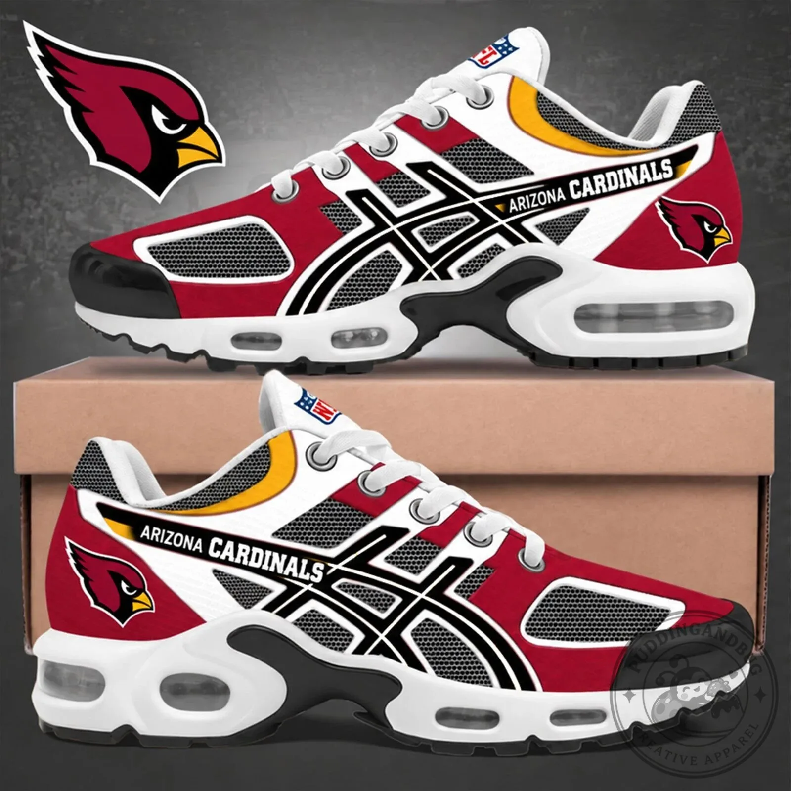 Arizona Cardinals NFL Team Logo Red White Black Athletic Shoes