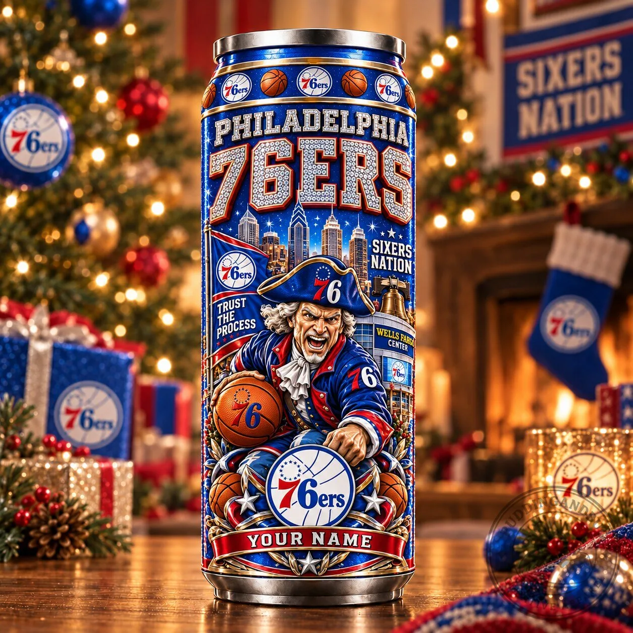 Philadelphia 76ers NBA Sixers Nation Custom Name Stainless Steel Can Tumbler