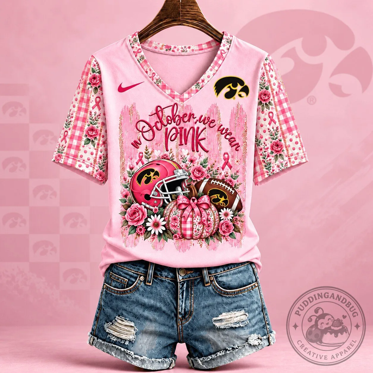 Iowa Hawkeyes In October We Wear Pink Breast Cancer Awareness T-Shirt