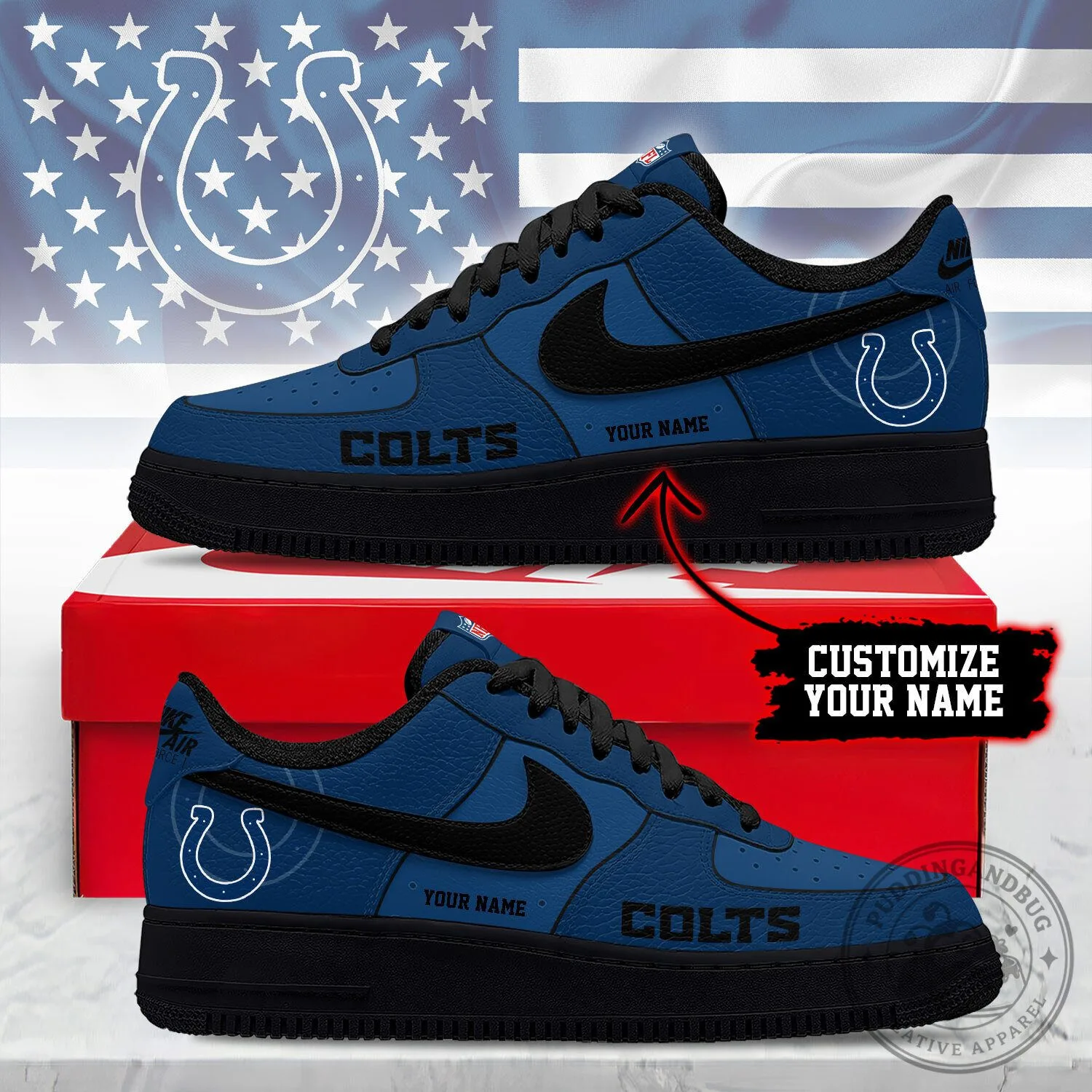 Indianapolis Colts Custom Name Air Force One Sneakers