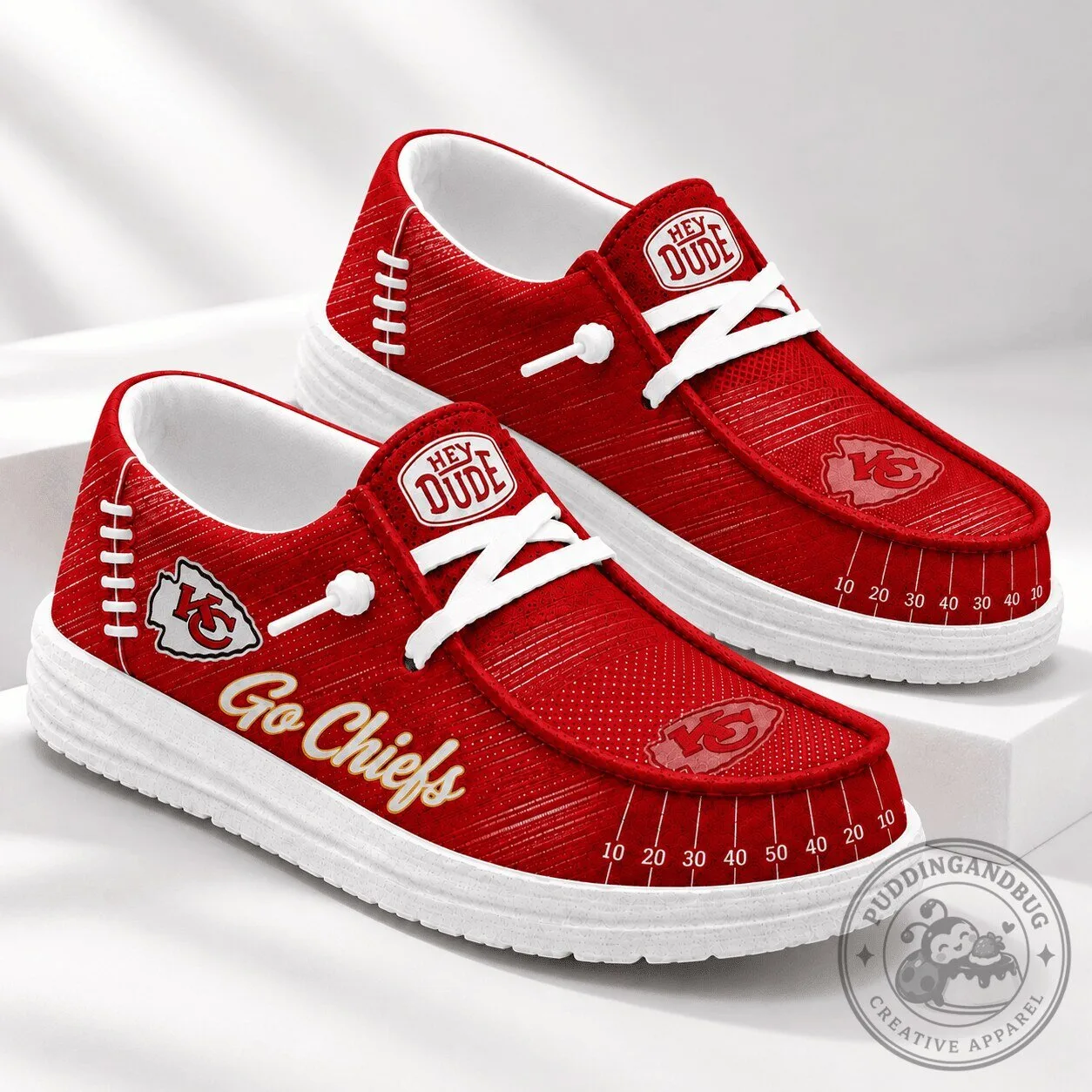 Kansas City Chiefs Football Field Design Casual Loafer Shoes for Men and Women
