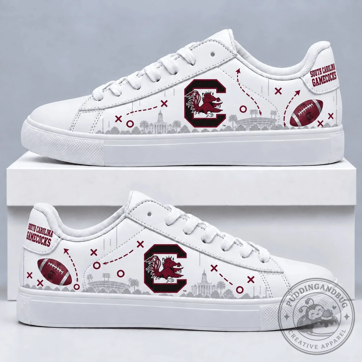 South Carolina Gamecocks Football Team White Low-Top Sneakers