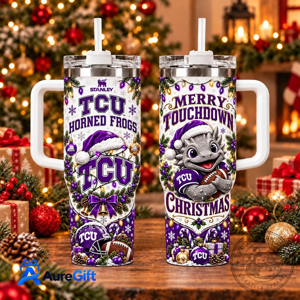 TCU Horned Frogs Merry Touchdown Christmas Holiday Tumbler