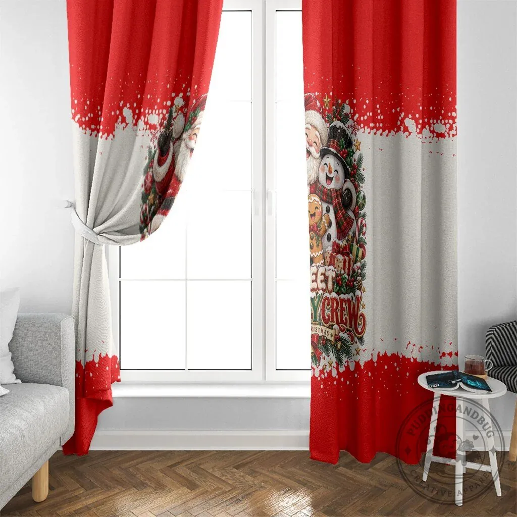 Cute Festive Santa Snowman Gingerbread Christmas Window Curtain Panel Set 12 Cute Festive Santa Snowman Gingerbread Christmas Window Curtain Panel Set