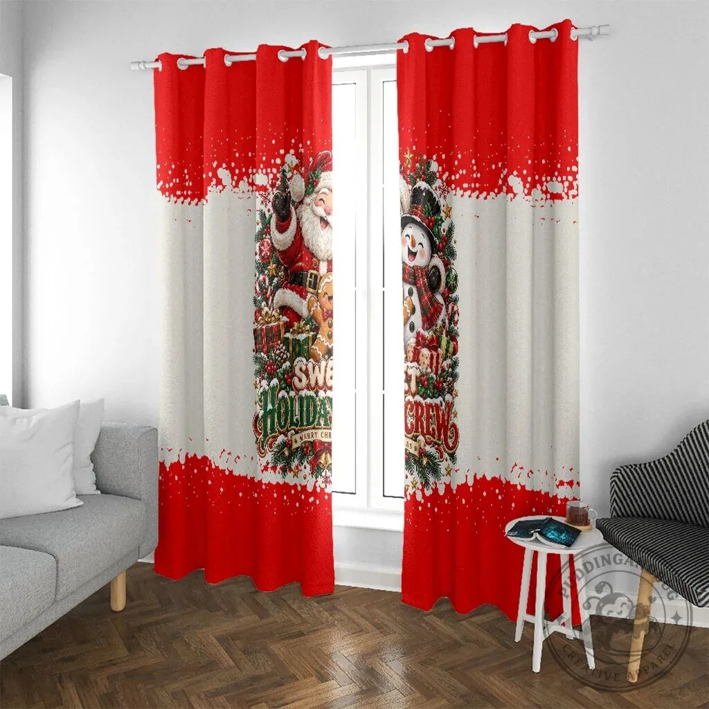 Cute Festive Santa Snowman Gingerbread Christmas Window Curtain Panel Set 13 Cute Festive Santa Snowman Gingerbread Christmas Window Curtain Panel Set