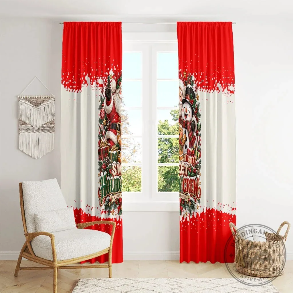 Cute Festive Santa Snowman Gingerbread Christmas Window Curtain Panel Set 15 Cute Festive Santa Snowman Gingerbread Christmas Window Curtain Panel Set