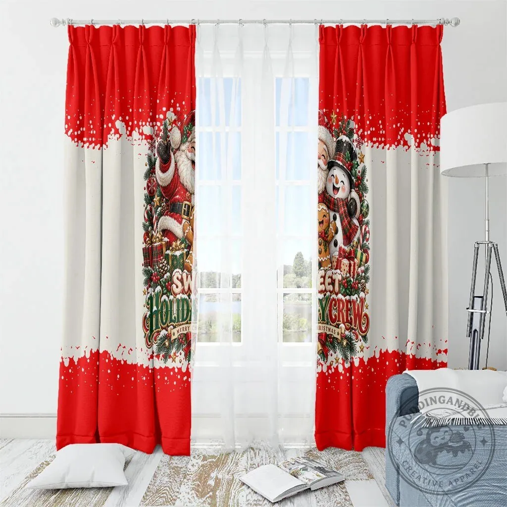 Cute Festive Santa Snowman Gingerbread Christmas Window Curtain Panel Set 17 Cute Festive Santa Snowman Gingerbread Christmas Window Curtain Panel Set