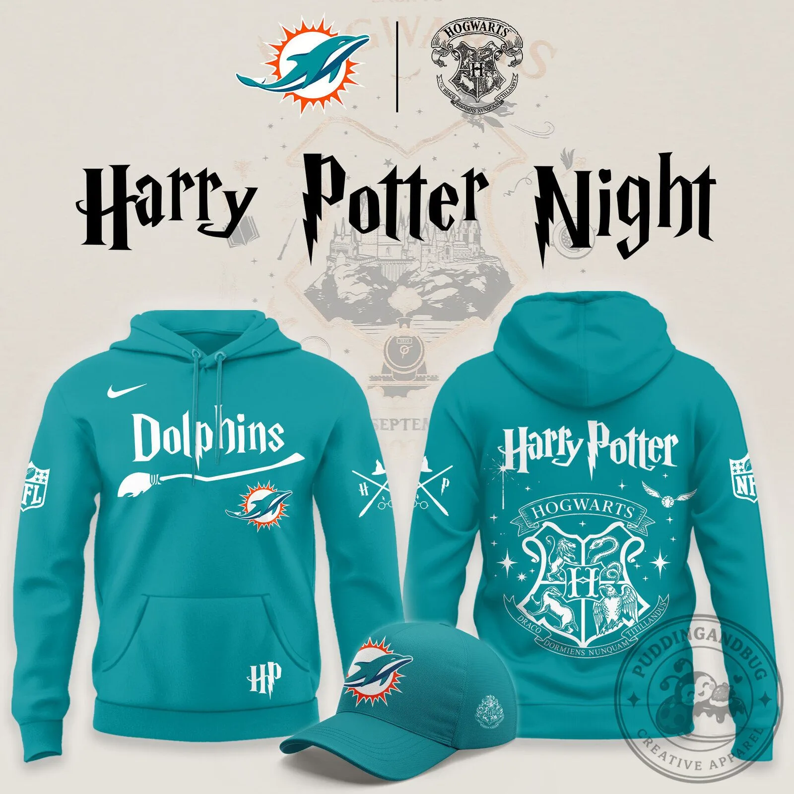 Miami Dolphins Harry Potter Night Limited Edition Teal Hoodie