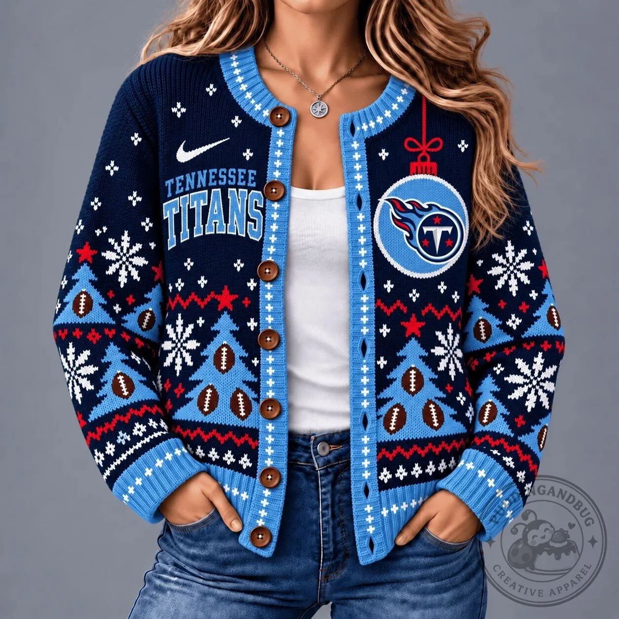 Tennessee Titans Ugly Christmas Sweater Cardigan for Women 3 Tennessee Titans Ugly Christmas Sweater Cardigan for Women