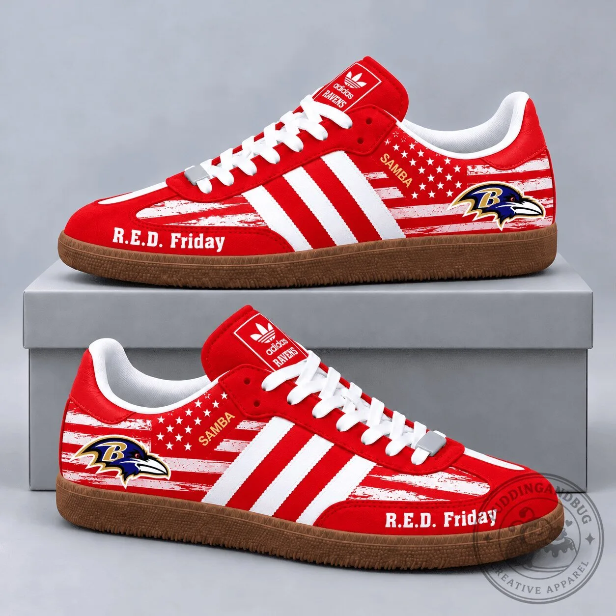 Samba OG Shoes featuring American Flag for Baltimore Ravens NFL R.E.D. Friday Collectors