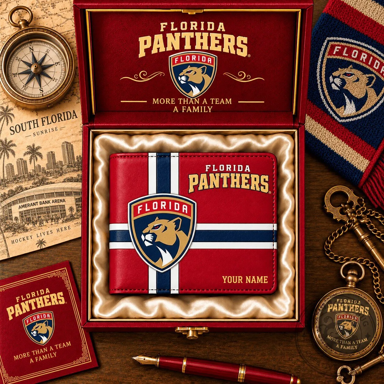 Florida Panthers National Hockey League Team Personalized Bi-Fold Wallet