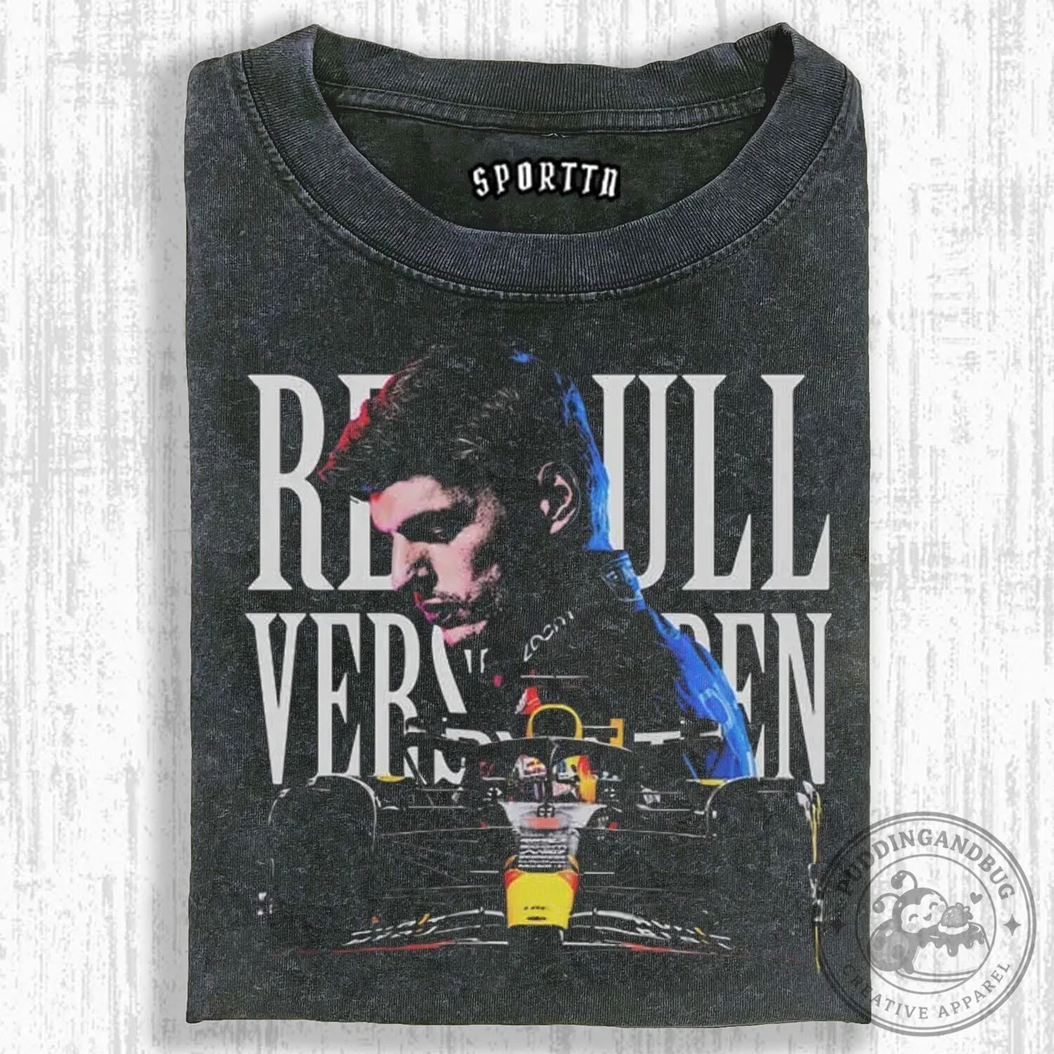 Max Verstappen Red Bull Racing Formula One Car Graphic Washed T-Shirt 5 Max Verstappen Red Bull Racing Formula One Car Graphic Washed T-Shirt