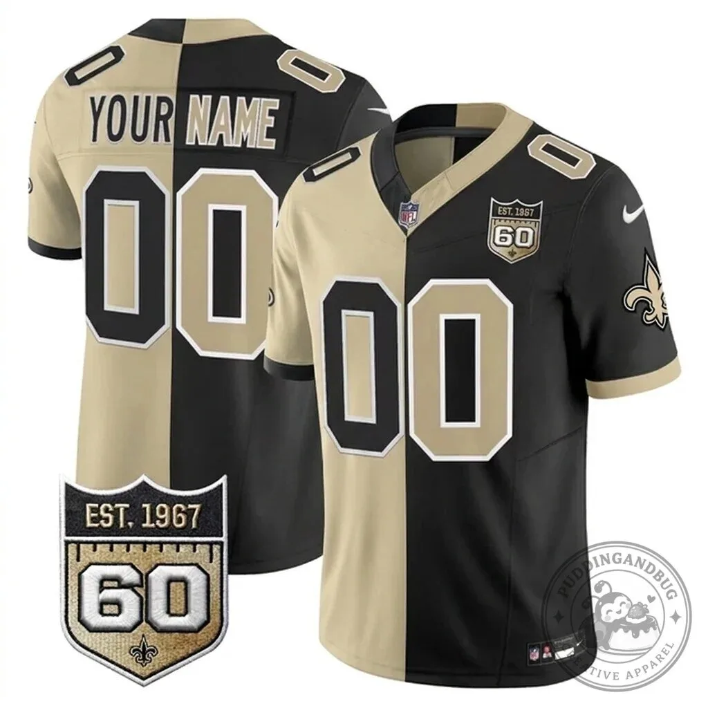 New Orleans Saints 60th Anniversary Vapor Limited Custom Split Football Jersey