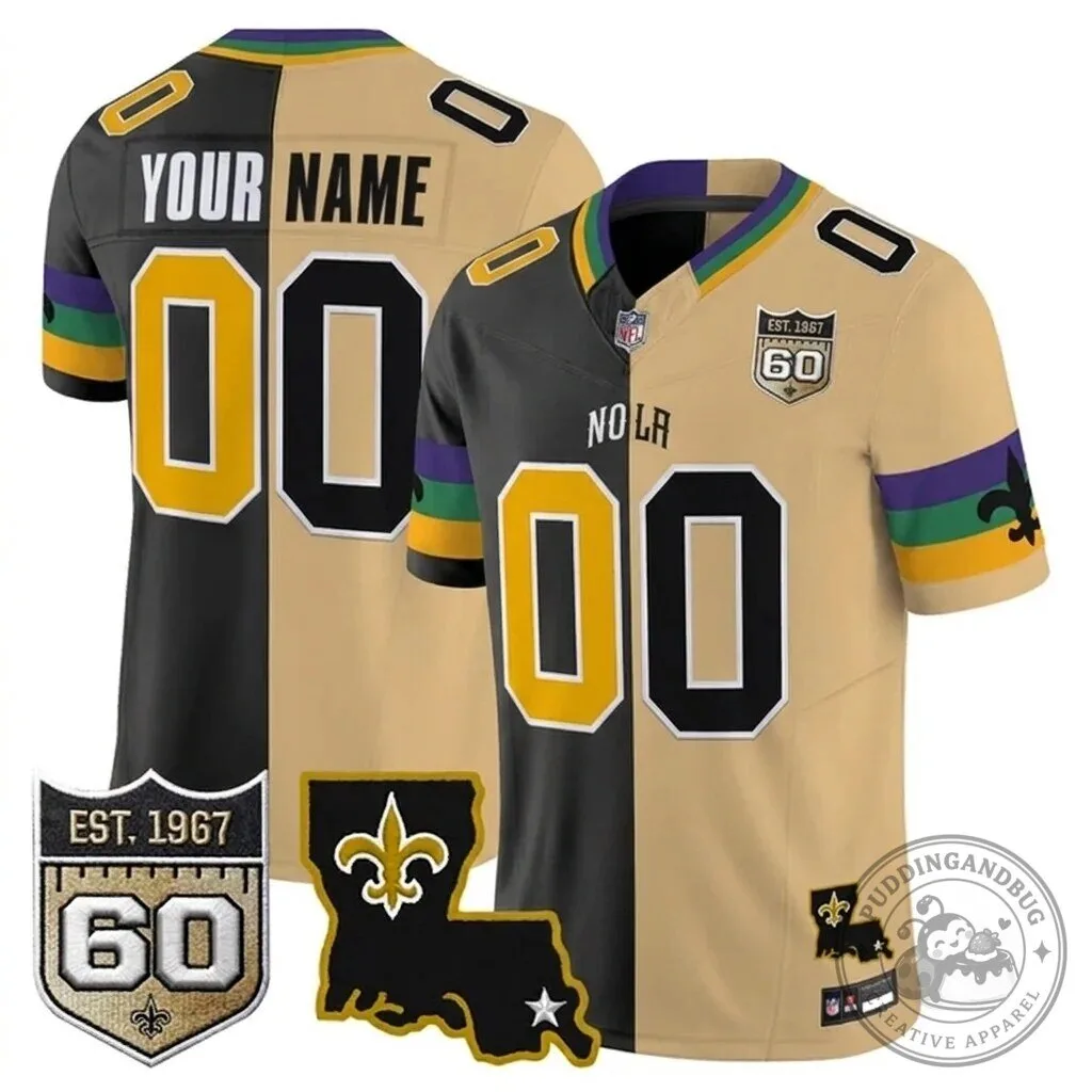 New Orleans Saints 60th Anniversary Vapor Limited Custom Split Football Jersey 8 New Orleans Saints 60th Anniversary Vapor Limited Custom Split Football Jersey