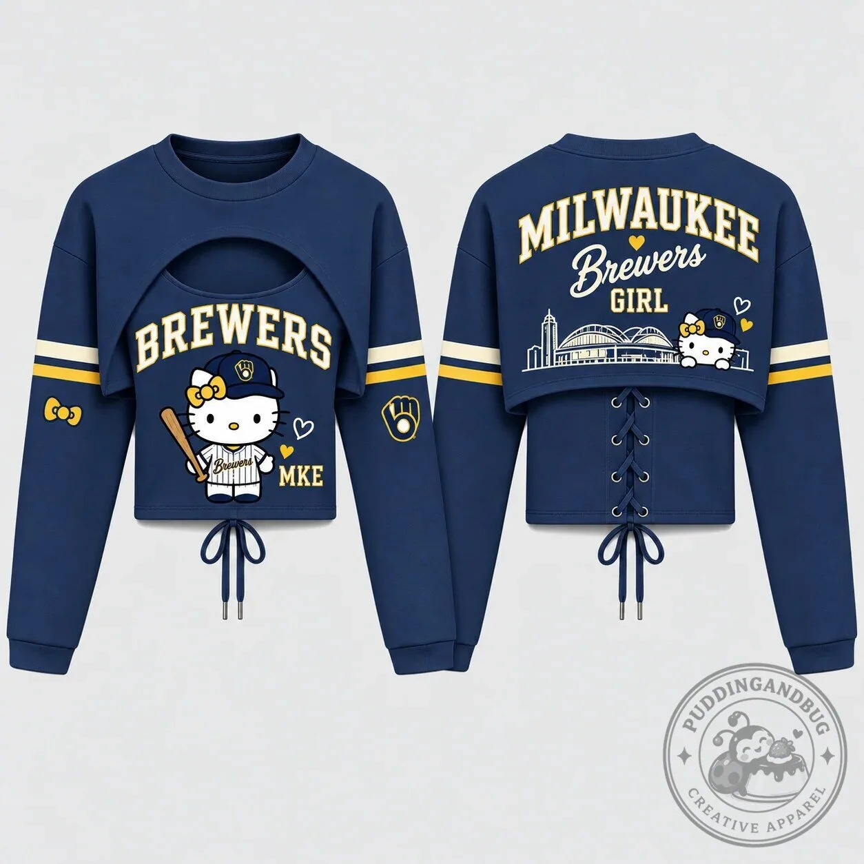 Milwaukee Brewers Hello Kitty Cropped Sweatshirt