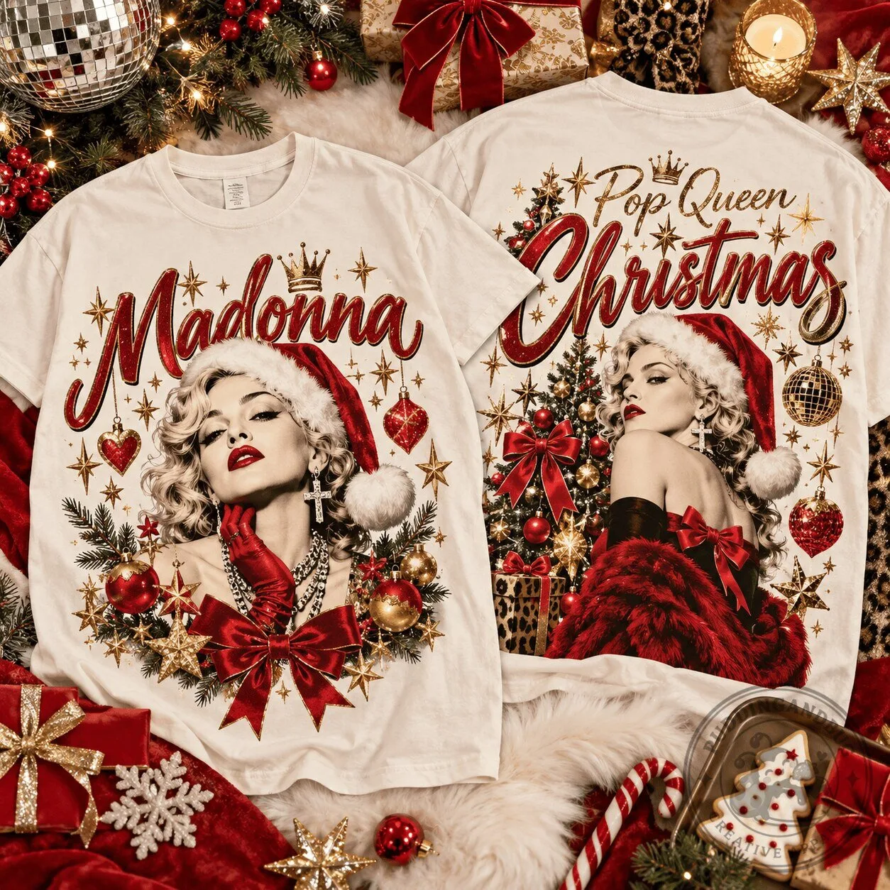 Madonna Pop Queen Christmas Holiday T-Shirt
