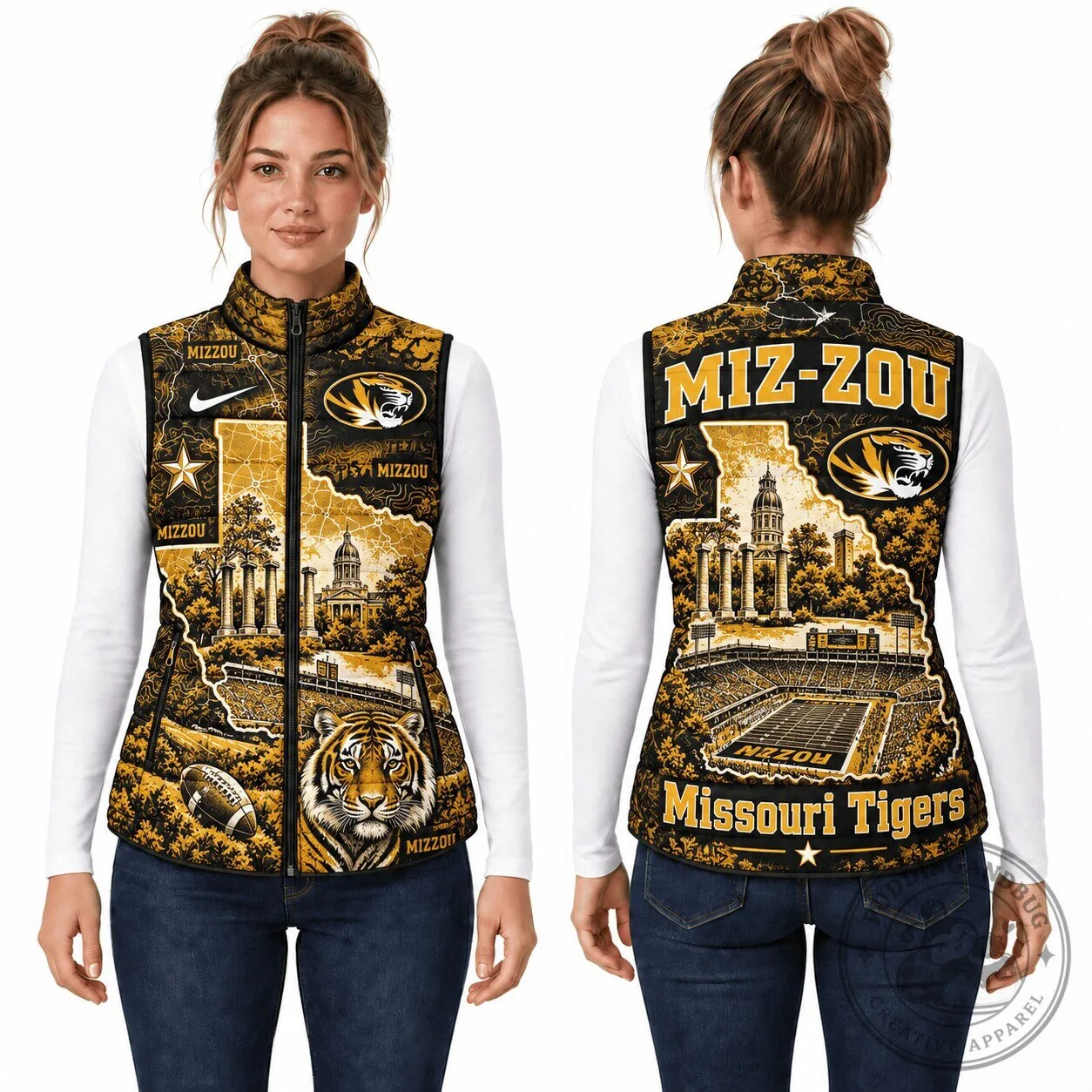 Missouri Tigers Football Team Winter Puffer Vest 1 Missouri Tigers Football Team Winter Puffer Vest