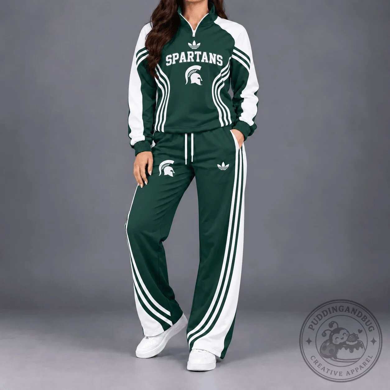 Michigan State Spartans NCAA Quarter-Zip Track Jacket with White Stripes