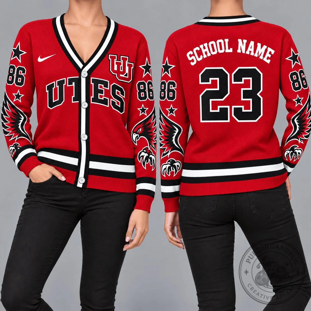 Utah Utes NCAA Retro Star Sleeve Cardigan Sweater