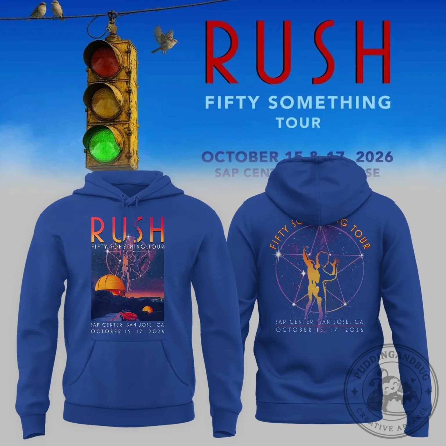 Rush Fifty Something Tour 2026 Concert Blue Pullover Hoodie