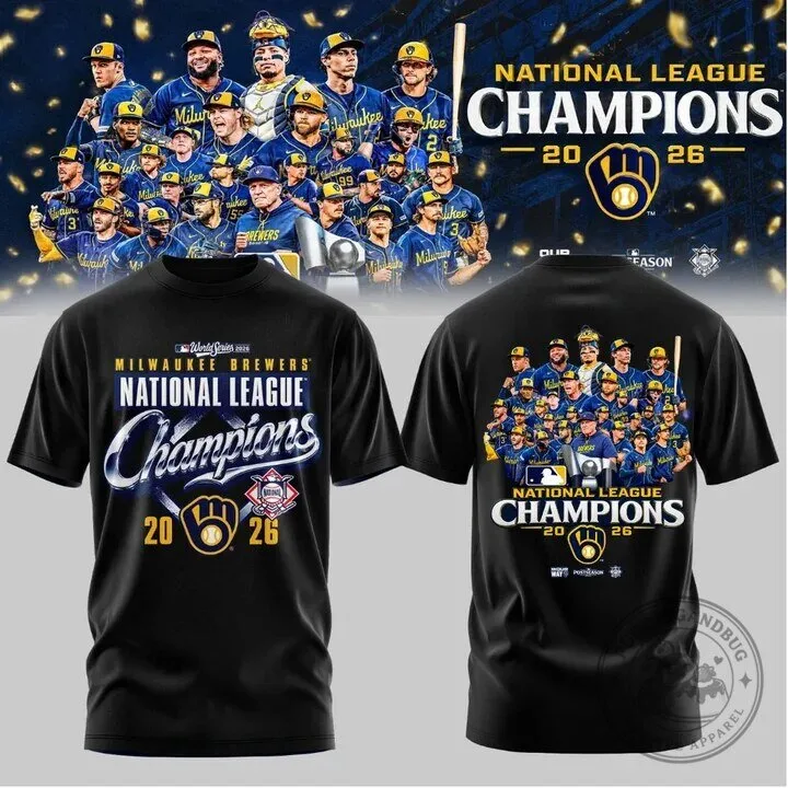 Milwaukee Brewers National League Champions 2026 Black Baseball T-Shirt