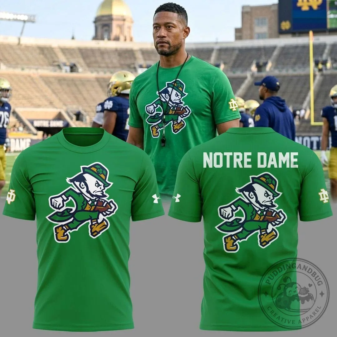 Notre Dame Football Fighting Irish Mascot Green T-Shirt