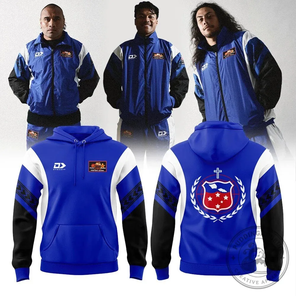 Toa Samoa Rugby Team Blue Black White Hoodie