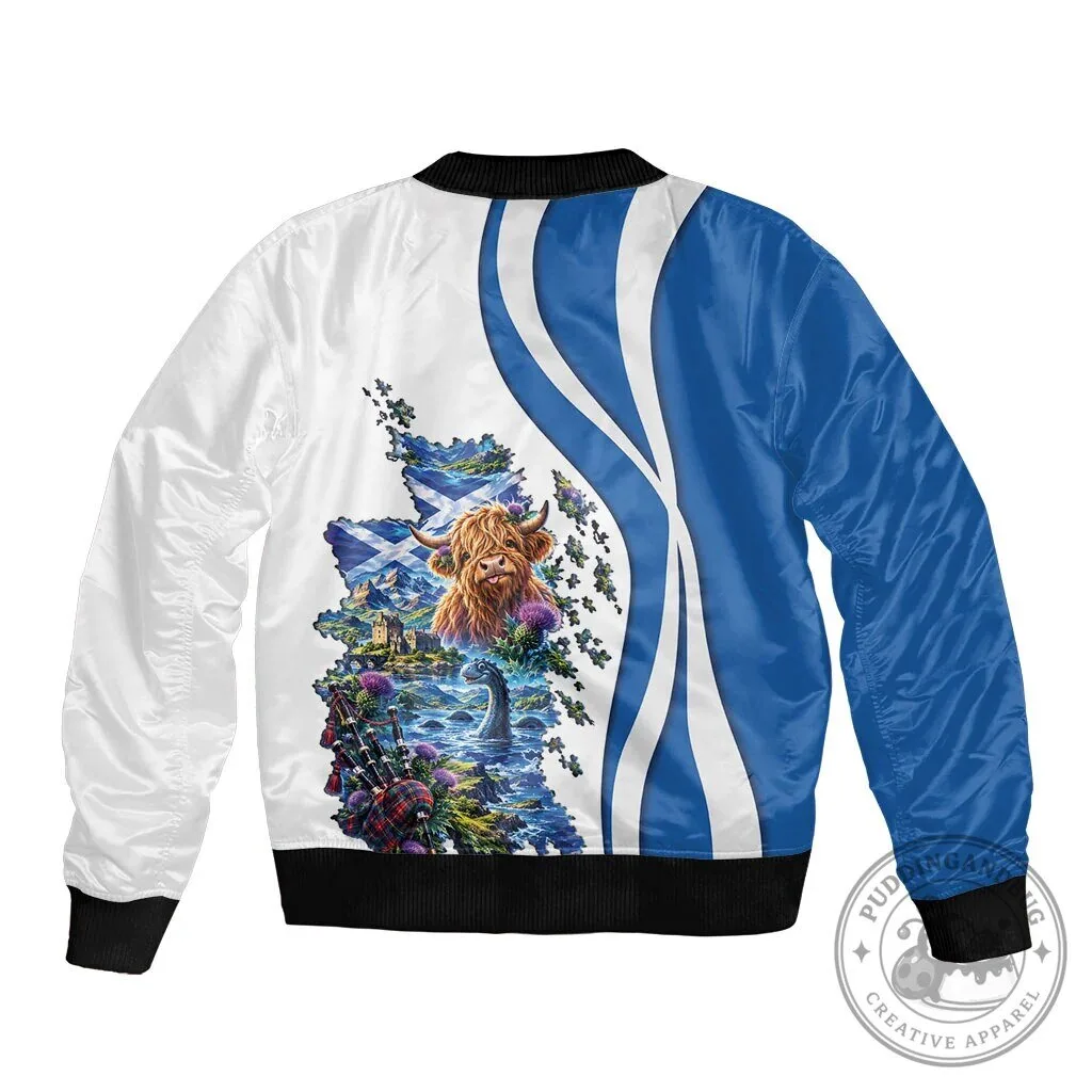 Scotland National Flag Abstract Map Cultural Art Bomber Jacket 5 Scotland National Flag Abstract Map Cultural Art Bomber Jacket