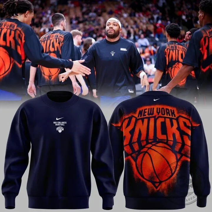 Crewneck Sweatshirt featuring the New York Knicks Basketball Team Logo 1 Crewneck Sweatshirt featuring the New York Knicks Basketball Team Logo