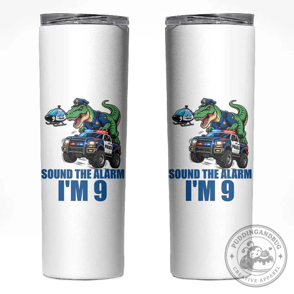 Police Car Dinosaur 9th Birthday Sound The Alarm I Am 9 Insulated Tumbler 3 Police Car Dinosaur 9th Birthday Sound The Alarm I Am 9 Insulated Tumbler