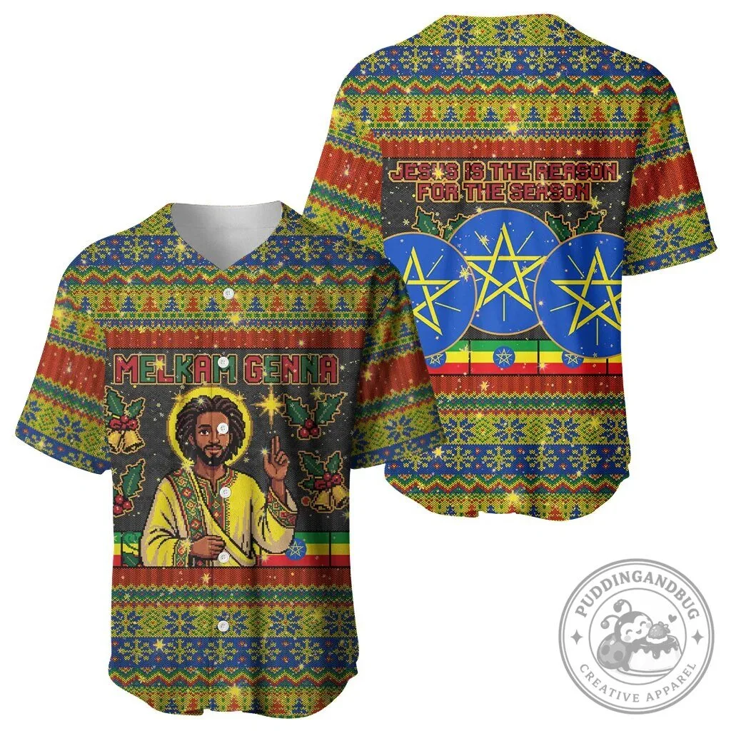 Melkam Genna Ethiopian Jesus Christ Christmas Holiday Baseball Jersey 7 Melkam Genna Ethiopian Jesus Christ Christmas Holiday Baseball Jersey