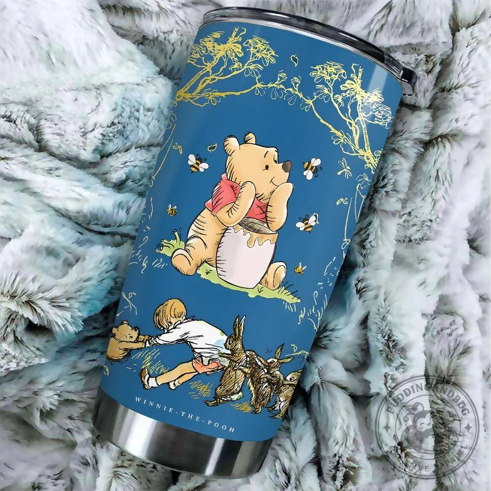 Winnie the Pooh 100th Anniversary Celebration Blue Tumbler Cup 6 Winnie the Pooh 100th Anniversary Celebration Blue Tumbler Cup