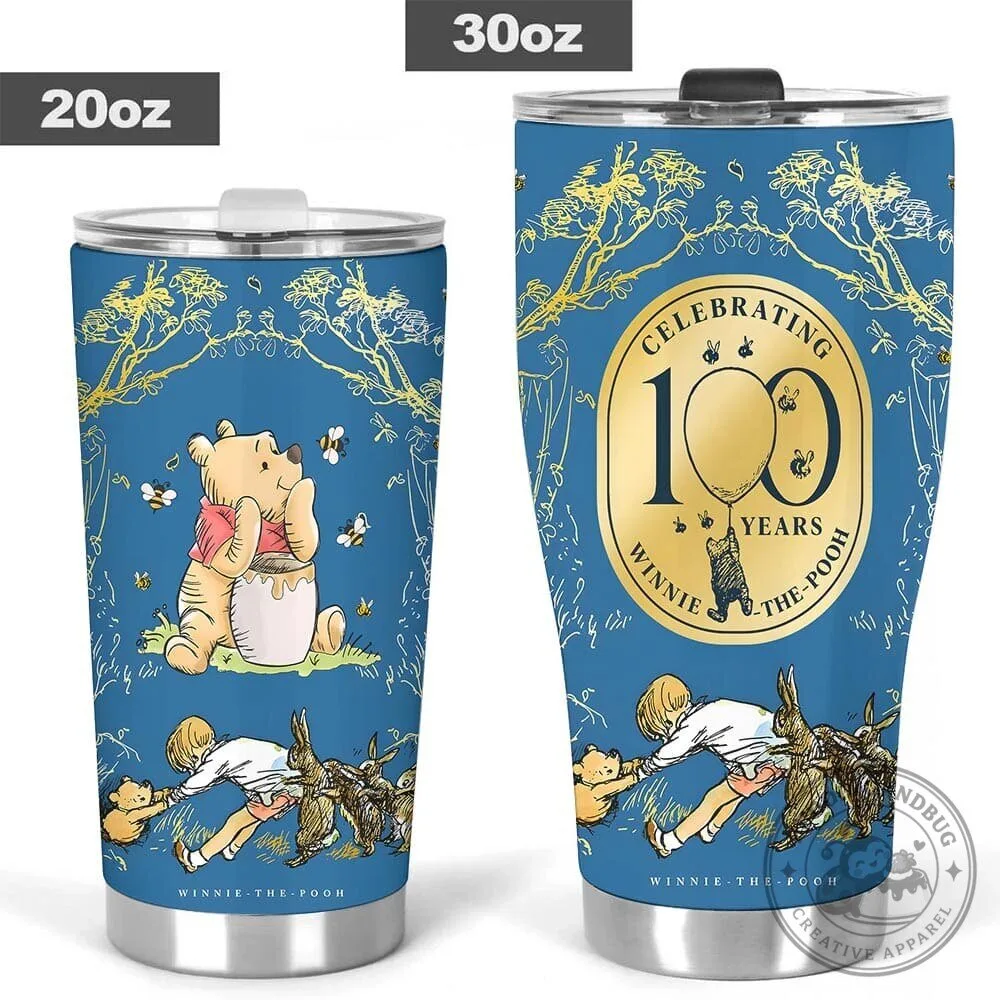 Winnie the Pooh 100th Anniversary Celebration Blue Tumbler Cup 7 Winnie the Pooh 100th Anniversary Celebration Blue Tumbler Cup